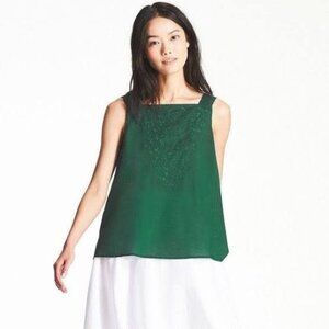 Uniqlo embroidered square neck sleeveless top